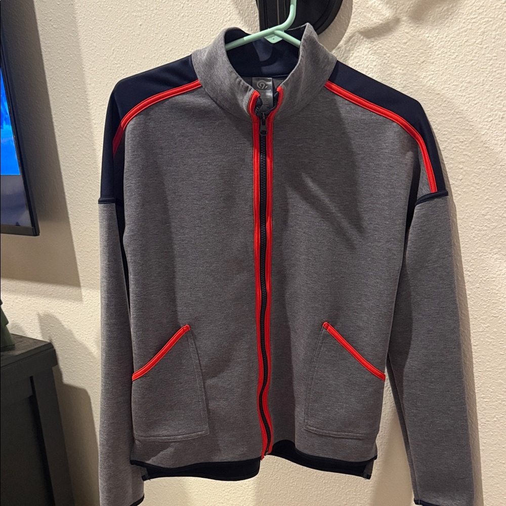 Champion Gray and Navy Zip-Up Sweater